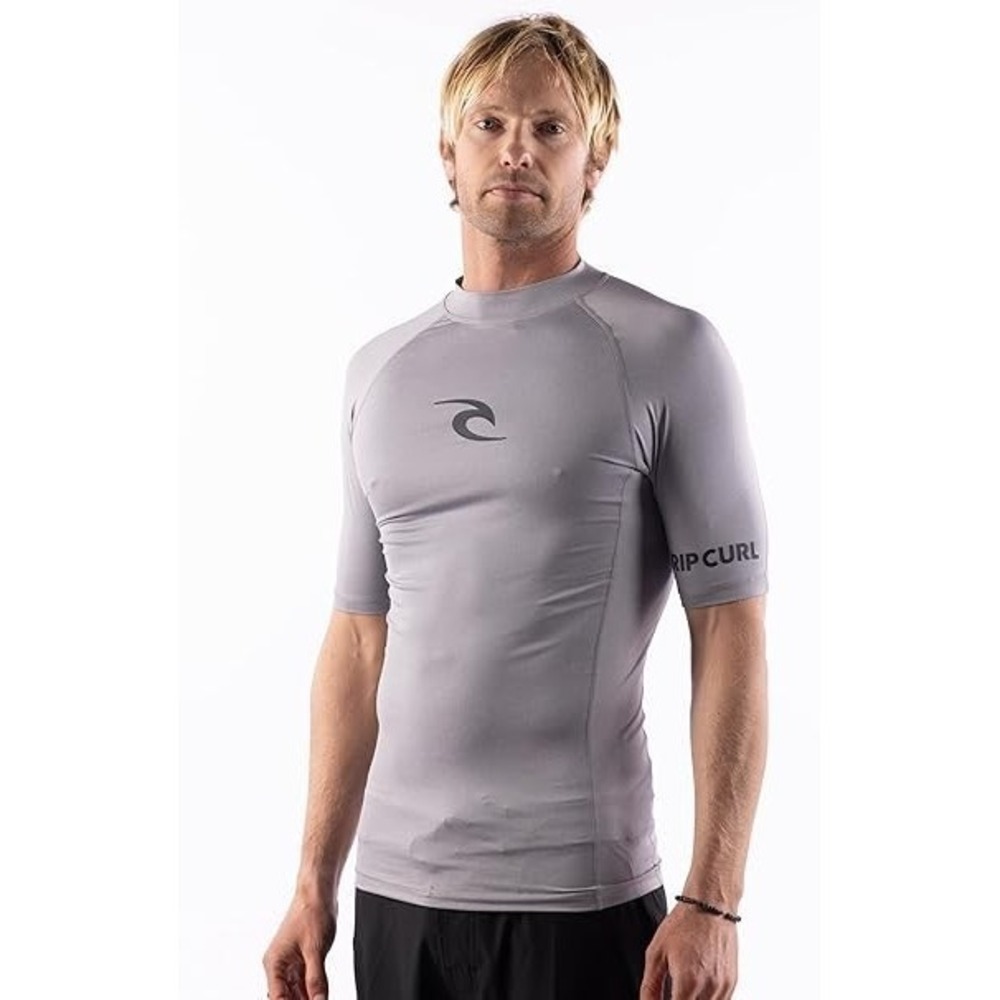 NWT Rip Curl Amazon Rashguard Men's Large Grey Heather SS Performance Tight Fit